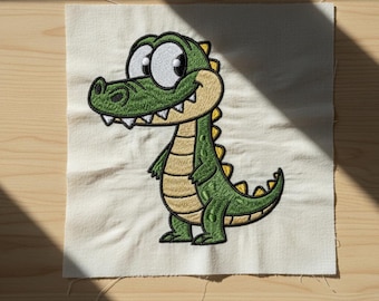 Crocodile Embroidery Design – Cute Alligator Machine Embroidery File 5 Sizes, 6 Formats Dst Pes Emb Jef Vp3 xxx