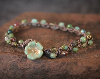 Brass Jewelry Vintage Jewelry Beads Studs Beaded Bracelet Cowgirl Set Hippie Bohemian Bangle Bracelet