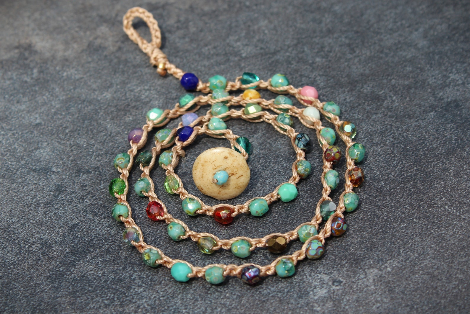 Bohemian Necklace Turquoise Necklace Boho Jewelry Crochet Etsy