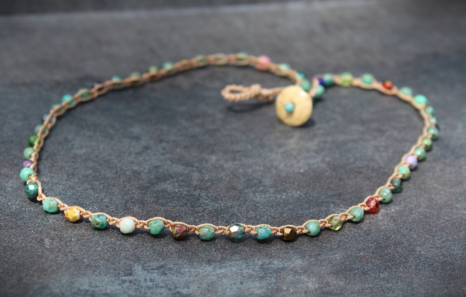 Bohemian Necklace Turquoise Necklace Boho Jewelry Crochet Etsy