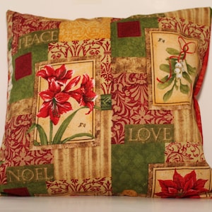 12x12 Christmas Amaryllis Decorative Pillow