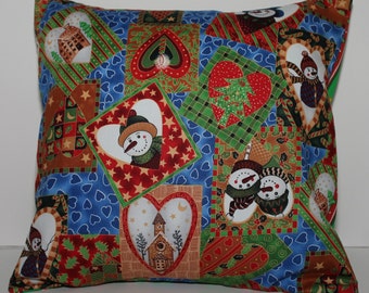 12x12 Folksy Snowmen Accent Pillow