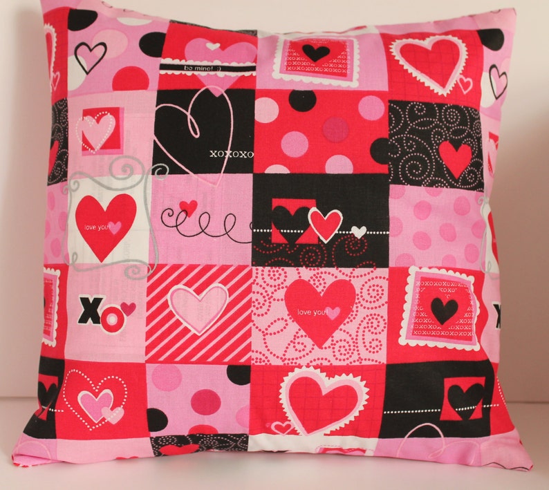 12x12 Checkerboard Hearts Decorative Pillow image 1