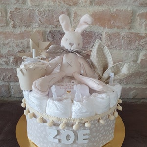 Gâteau de couches cadeau naissance ou baptême ou baby shower personnalisable image 2