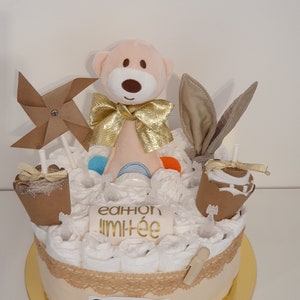 Gâteau de couches cadeau naissance ou baptême ou baby shower personnalisable image 9