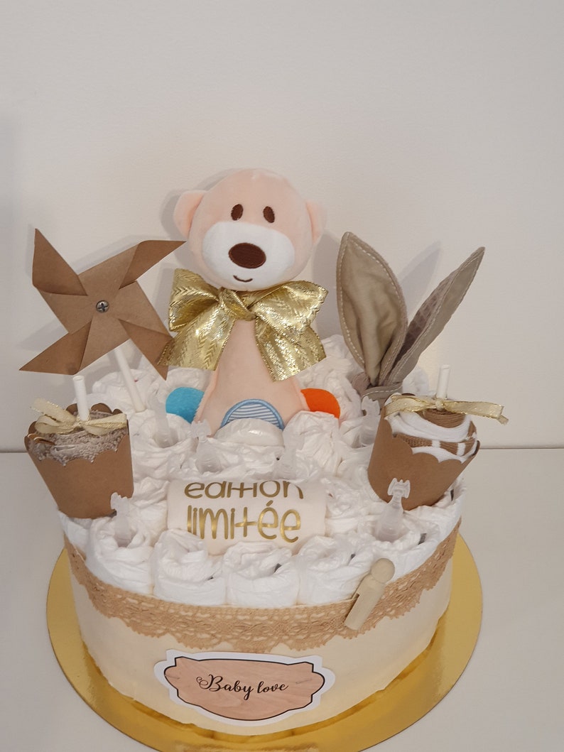 Gâteau de couches cadeau naissance ou baptême ou baby shower personnalisable image 9