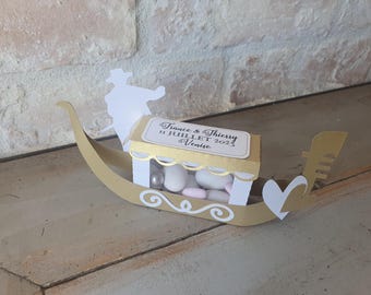 Set of 20 DIY "gondola" baptism and wedding favor boxes