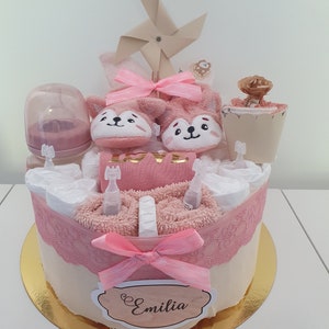 Gâteau de couches cadeau naissance ou baptême ou baby shower personnalisable image 8