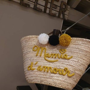 Large customizable knitted straw beach basket image 6