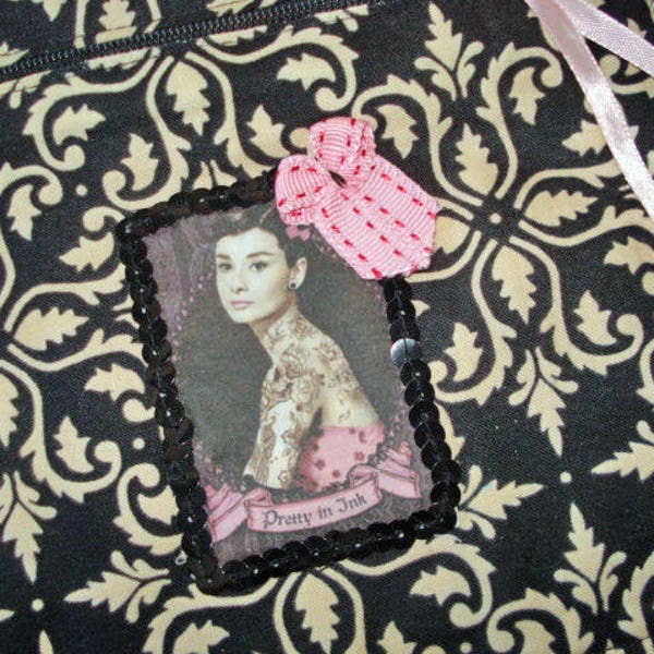 Pochette à maquillage ou trousse en toile et coton imprimé "Arabesques"