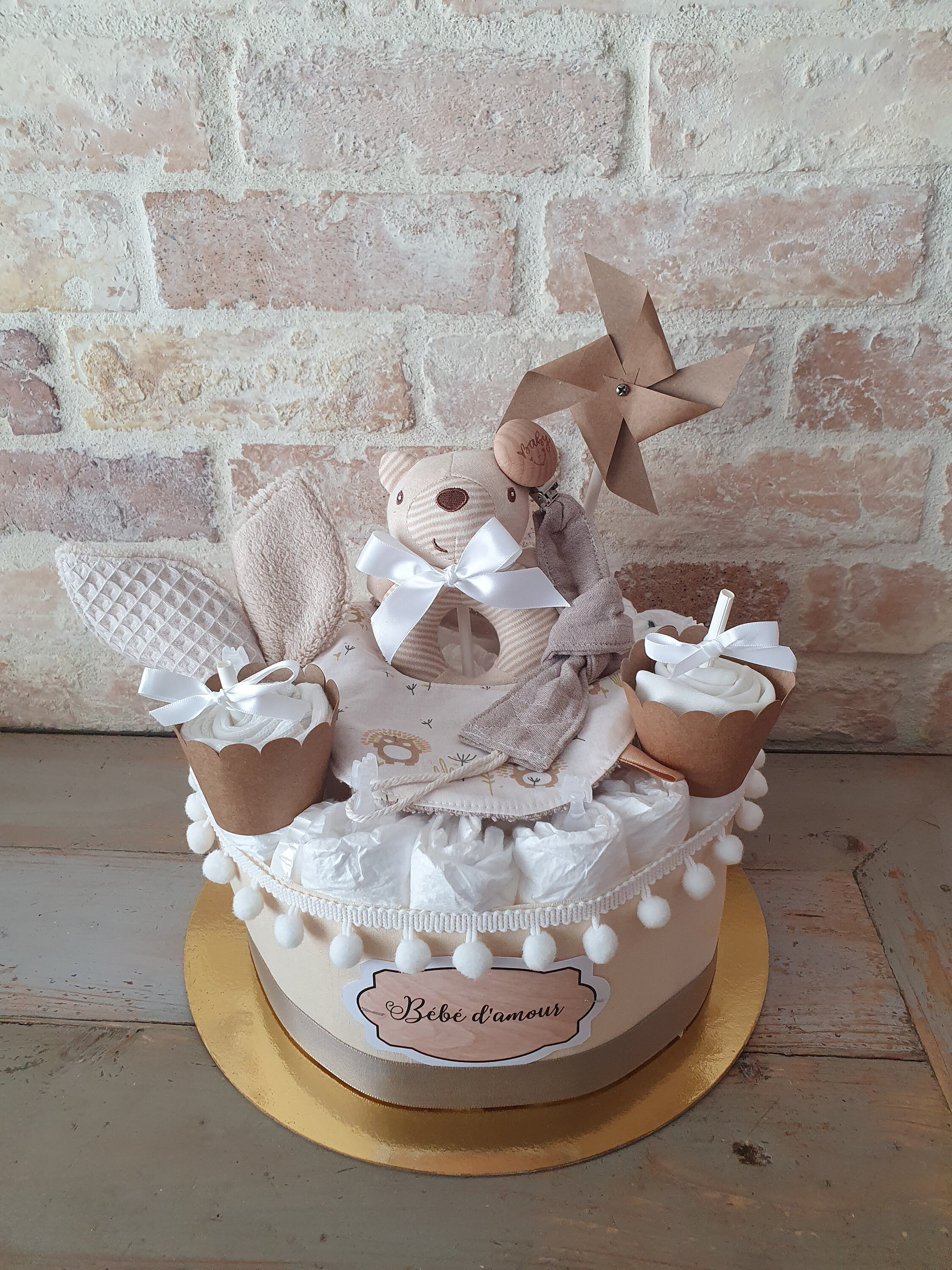 Gâteau De Couches Dodot 2 étages - Cadeau Baby Shower Original - 30 Couches Taille 2 (4-8kg)