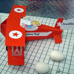 Lot de 30 boîtes à dragées baptême, communion, "avion petit prince" DIY