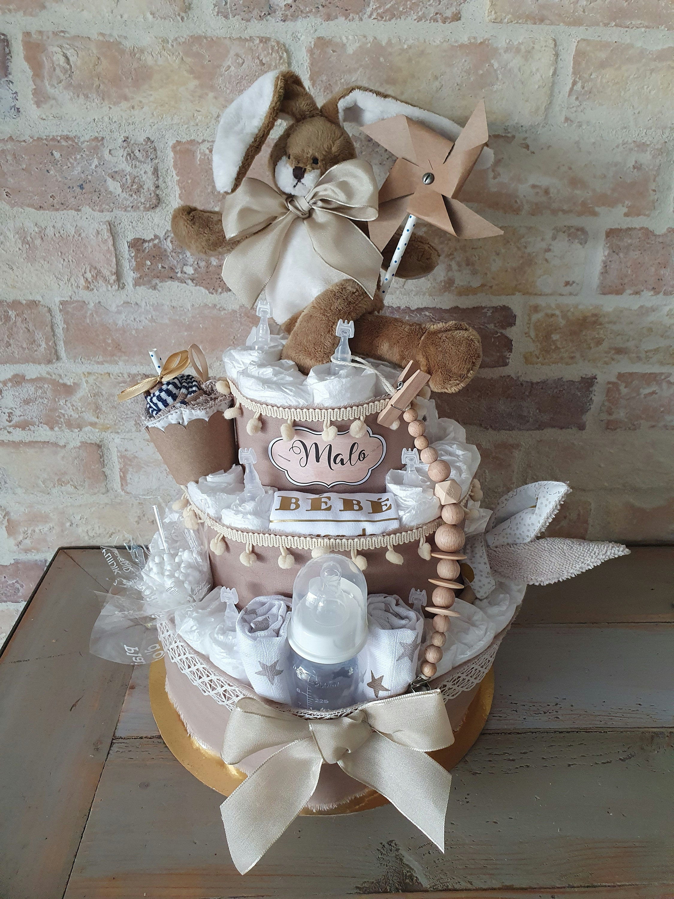 Gâteau De Couches Chariot Violet Pour Fille - Cadeau Original Naissance