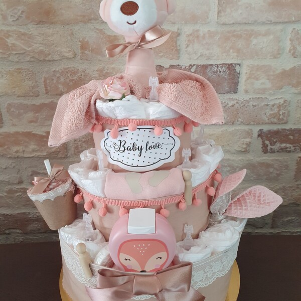 Gâteau de couches cadeau naissance ou baptême garçon,fille ou mixte