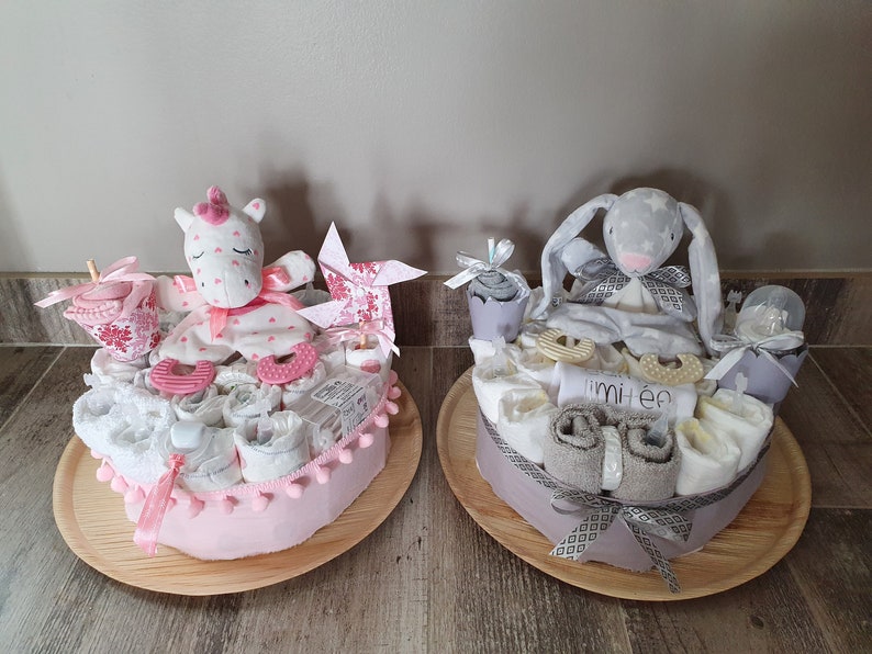 Gâteau de couches cadeau naissance ou baptême ou baby shower personnalisable image 6