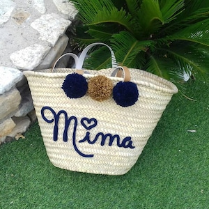 Large customizable knitted straw beach basket image 5