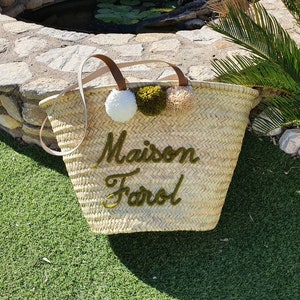 Large customizable knitted straw beach basket image 8