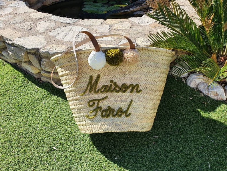 Large customizable knitted straw beach basket image 8