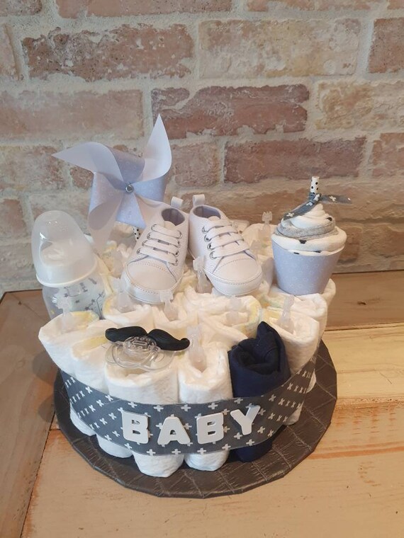 Gateau De Couches Cadeau Naissance Ou Bapteme Garcon Etsy