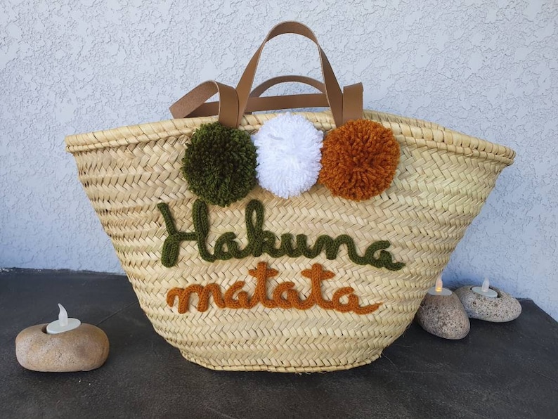 Large customizable knitted straw beach basket doubles