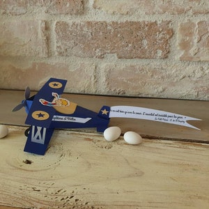 Lot de 15 boîtes à dragées baptême, communion, anniversaire "avion petit prince" DIY