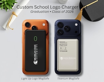 Graduation Gifts Custom School Logo Portable Charger Class of 2026 College High School Engraved Powerbank Personalized