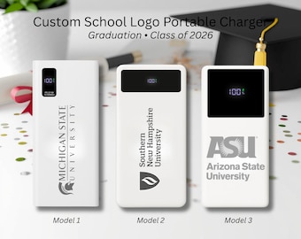 Graduation Gift Custom School Logo Powerbank Class of 2026 College High School Engraved Charger Personalized