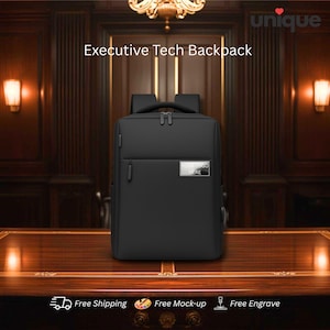 Executive Tech Backpack Luxury VIP Corporate Gift Laptop Backpack with Custom Engraved Logo Business Travel Client Ready