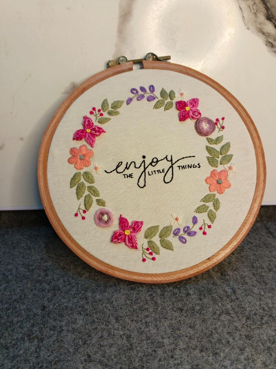 Hand Embroidered Floral Hoop Art – Quote Wall Decor | Handmade ...