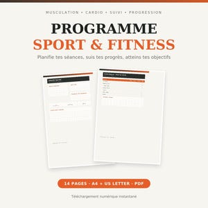 Printable Sports & Fitness Program PDF: Tracking Strength Training, Cardio, Weight, Goals (A4 US Letter) Instant Download