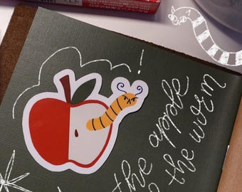 The apple and the worm - Vinyl Sticker