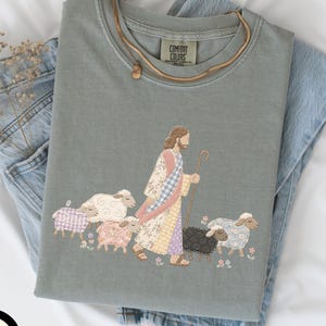 Faux Patchwork Jesus Shirt, Christian T-Shirt, Jesus Shirt, Christian Easter Shirt, Church Shirt, Bible Shirt, Christian Gift, Faith Shirt