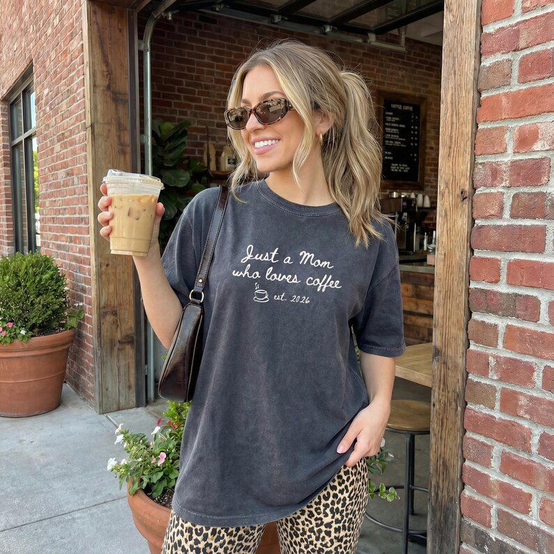 Mom Coffee Shirt, Minimalist Graphic Tee, Comfort Colors 1717, Gift for Her image 5