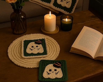 Wzór na szydełkowy kwadrat z motywem babci i ducha – koc i sweter na Halloween w formacie PDF