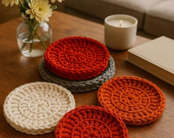 Easy Crochet Coaster Pattern | Round Cotton Coaster DIY (Digital Download)