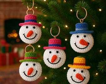 Patroon gehaakte sneeuwpop sleutelhanger: amigurumi-kerstornament voor beginners (pdf)