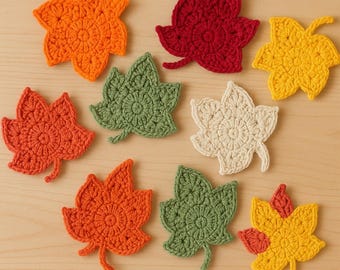 Crochet Maple Leaf Appliqué Pattern - Easy Fall Decor (Digital PDF)