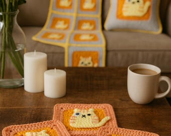 Crochet Cat Granny Square Pattern – Digital PDF Download