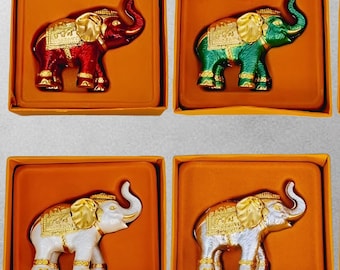 鑑定書あり 希少 中国美術 木彫 宝石飾 特大 象 置物 飾り物