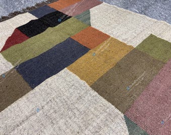 Handwoven Wool Kilim Rug, Large Bohemian Area Rug