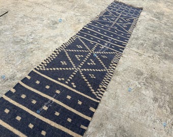 Handwoven Wool Jute Kilim Rug – Bohemian Geometric Area Rug, Tribal Vintage Carpet, Handmade Flatweave Floor Decor, Natural Fiber Runner