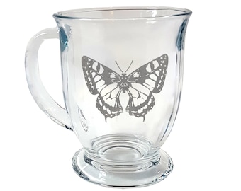 Butterfly Glass Coffee Mug: Free Personalization, 16 ounce, Swallowtail Butterfly, Custom Gift For Her