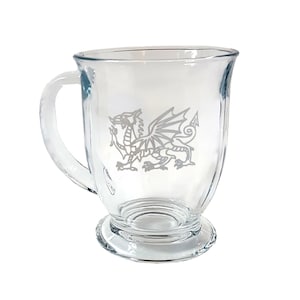 Walisische Drachenglas-Kaffeetasse: Kostenlose gravierte Personalisierung, 16 Unze