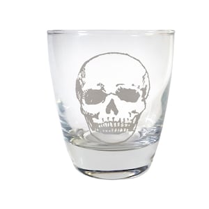 Skull Lowball Rocks Glass 10 oz: Free Personalization, Gothic Decor
