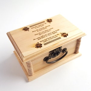 Irish Blessing Latched Wooden Box : Free Engraved Personalization, May The Road Rise Up To Meet You