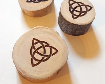 Trinity Knot Wooden Magnet, Wood Slice Fridge Magnet