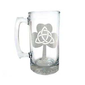 Trinity Clover Stein, Free Personalized Engraving, Shamrock Mug, Irish Shamrock Beer Mug