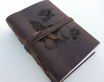 Pilz-Jagd-Leder-Tagebuch, freie Personalisierung 5 &quot;x 7&quot; Blank Leder Journal mit Wahl von liniertem oder unliniertem Papier