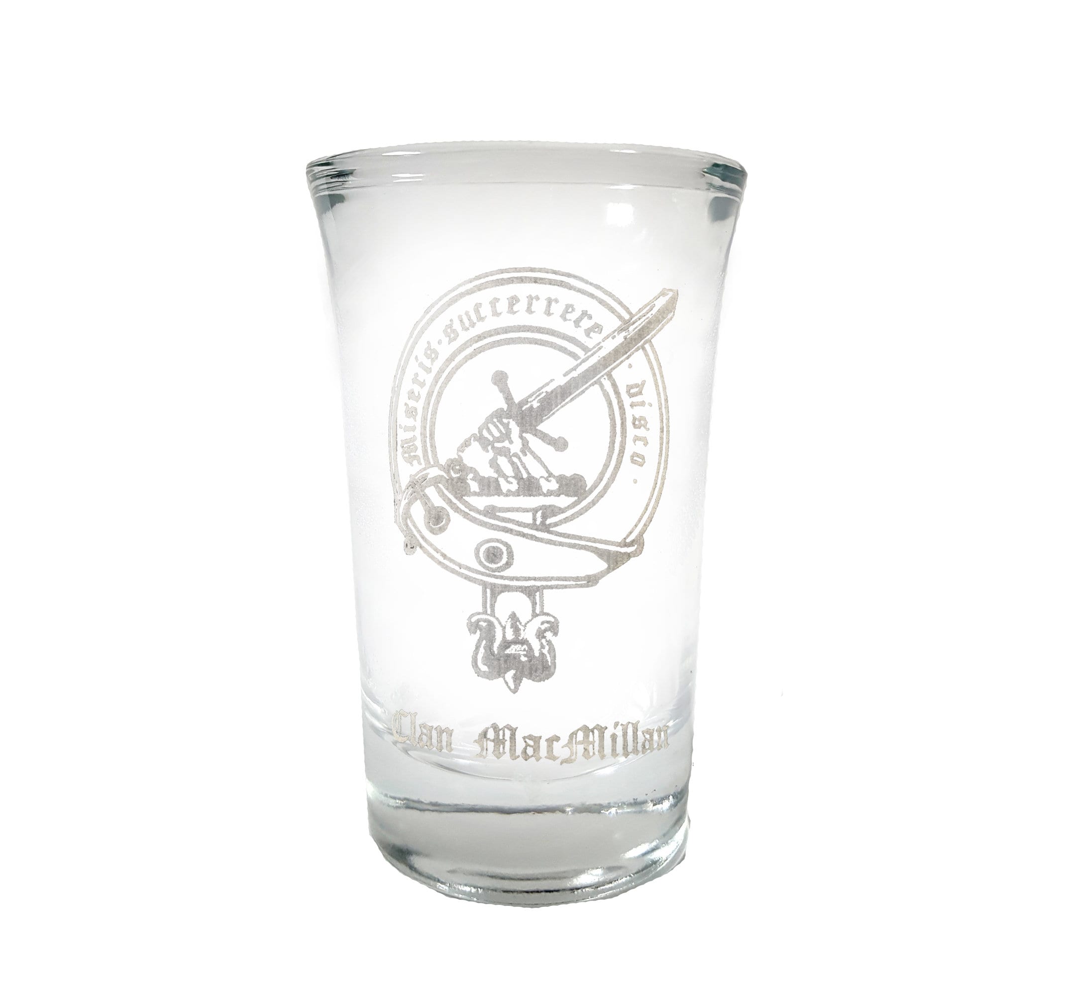 MacMillan Scottish Family Clan Crest Shot Glass 2oz Free Personalized Engraving Scottish Clan Glassware MacMillan Scottish Family Clan Crest Shot Glass 2oz Free Personalized Engraving Scottish Clan Glassware