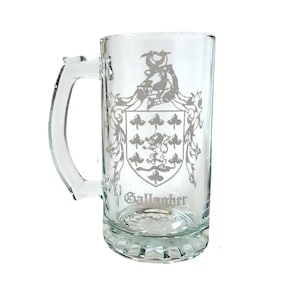 Gallagher Irish Family Coat of Arms 27oz Beer Stein: Free Shipping & Personalized Engraving